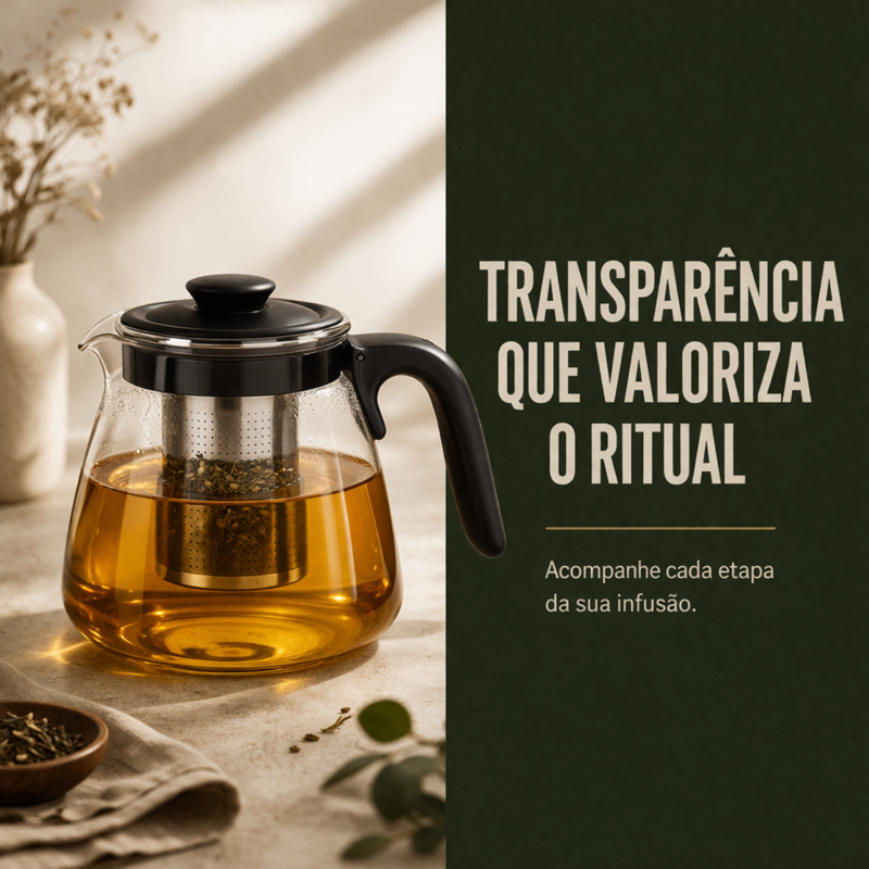 Chaleira de Vidro Borossilicato 950ml com Infusor Detalhe 2
